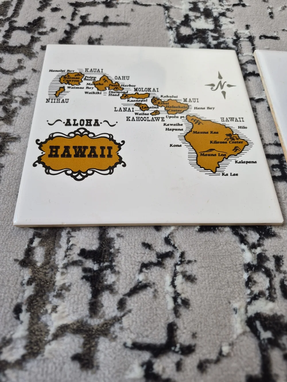 Vintage Bermuda HAWAII Island Map Souvenir Wall Tiles Trivet Wall Decor 6